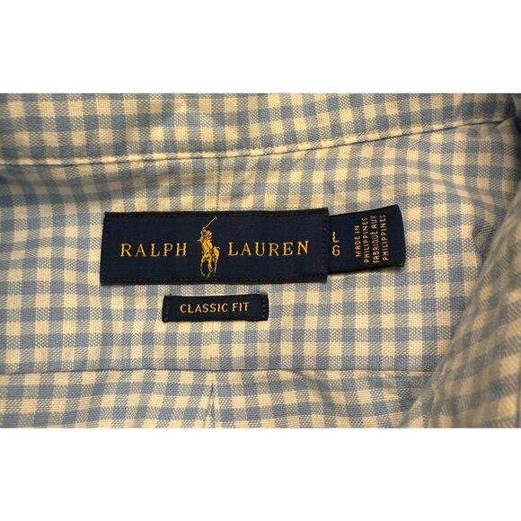 Ralph Lauren Gingham Button Down Oxford Shirt Sz. L Blue/White - Picture 10 of 12